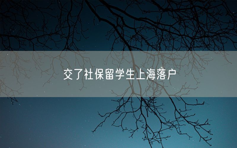 交了社保留学生上海落户