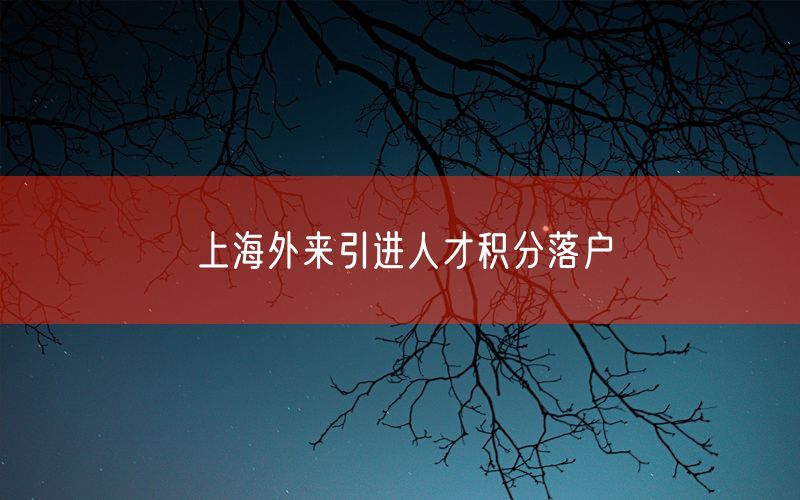 上海外来引进人才积分落户