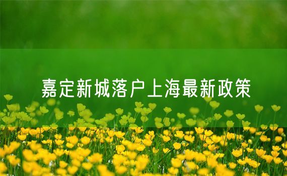 嘉定新城落户上海最新政策