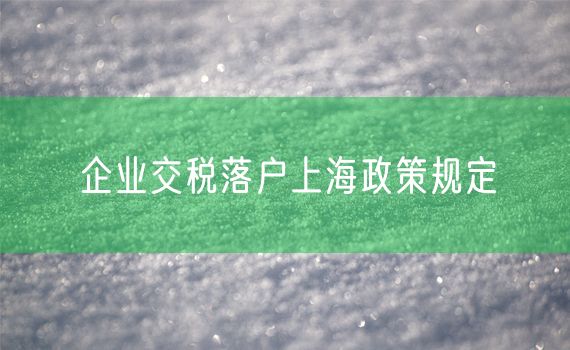 企业交税落户上海政策规定