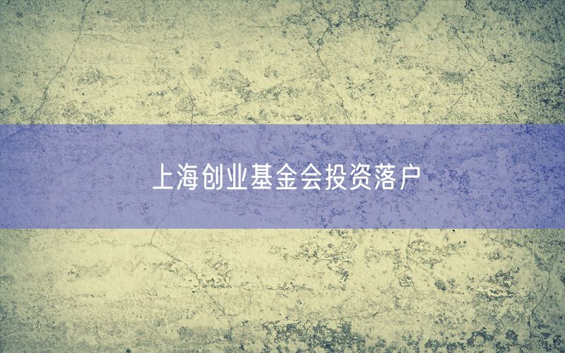 上海创业基金会投资落户