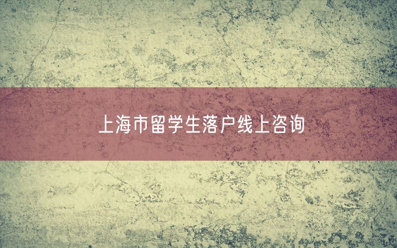 上海市留学生落户线上咨询