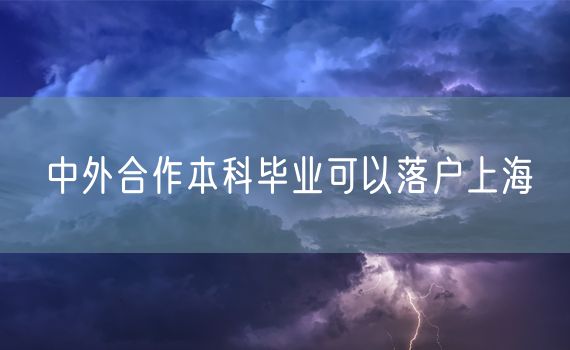 中外合作本科毕业可以落户上海