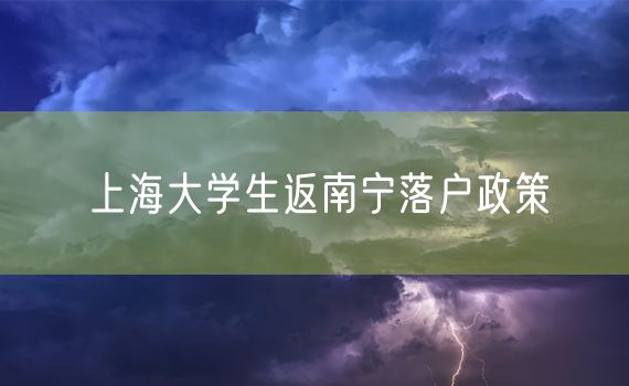 上海大学生返南宁落户政策