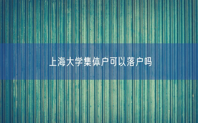 上海大学集体户可以落户吗