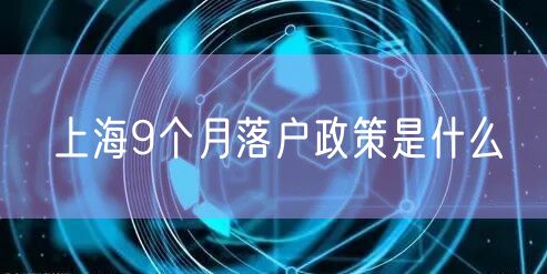 上海9个月落户政策是什么