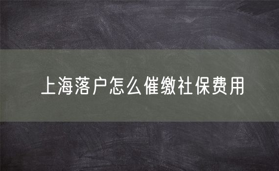 上海落户怎么催缴社保费用