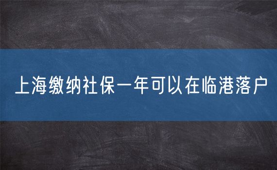 上海缴纳社保一年可以在临港落户