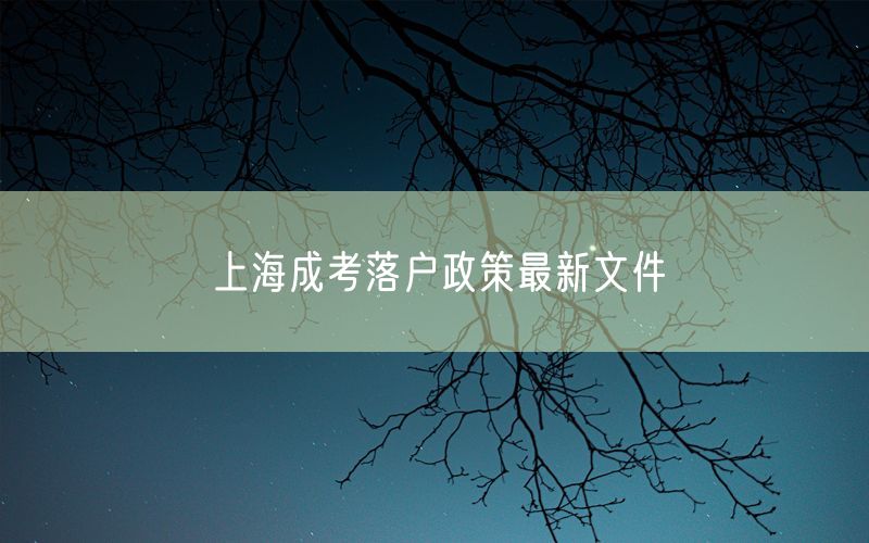 上海成考落户政策最新文件