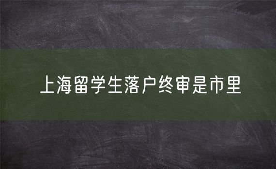 上海留学生落户终审是市里