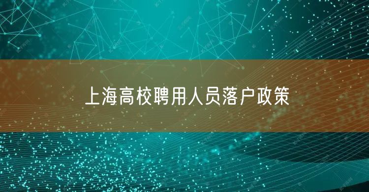 上海高校聘用人员落户政策