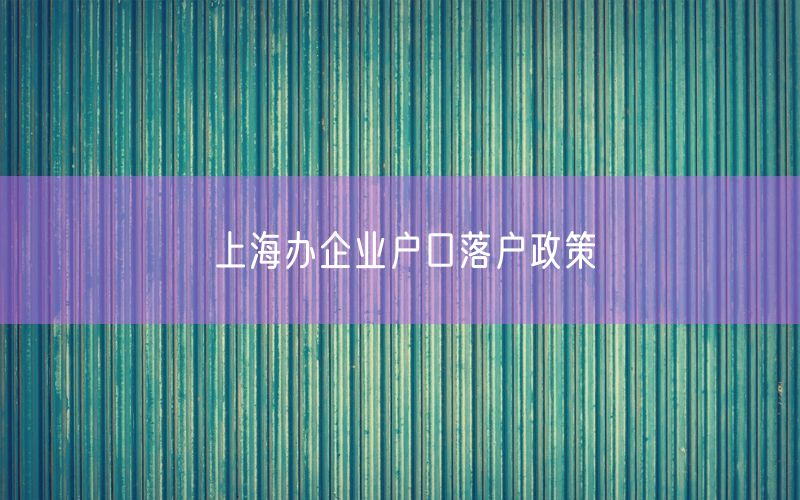 上海办企业户口落户政策