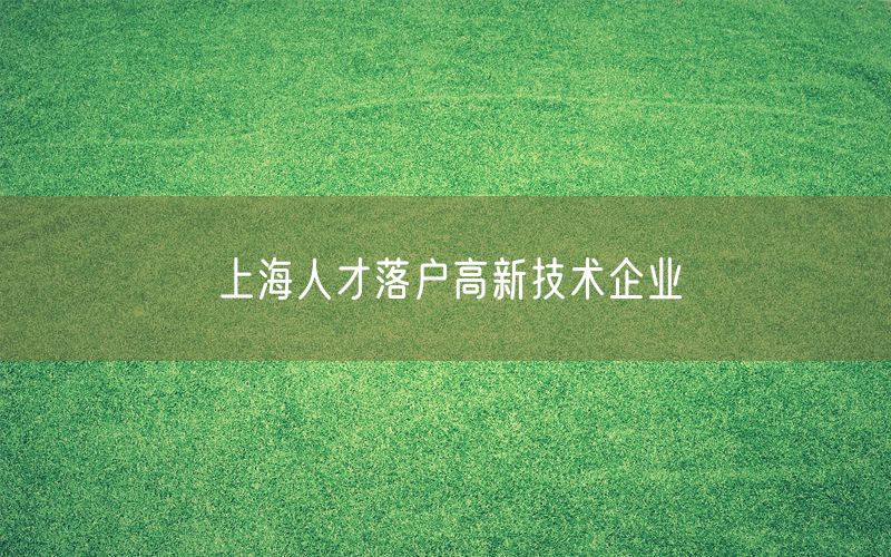 上海人才落户高新技术企业