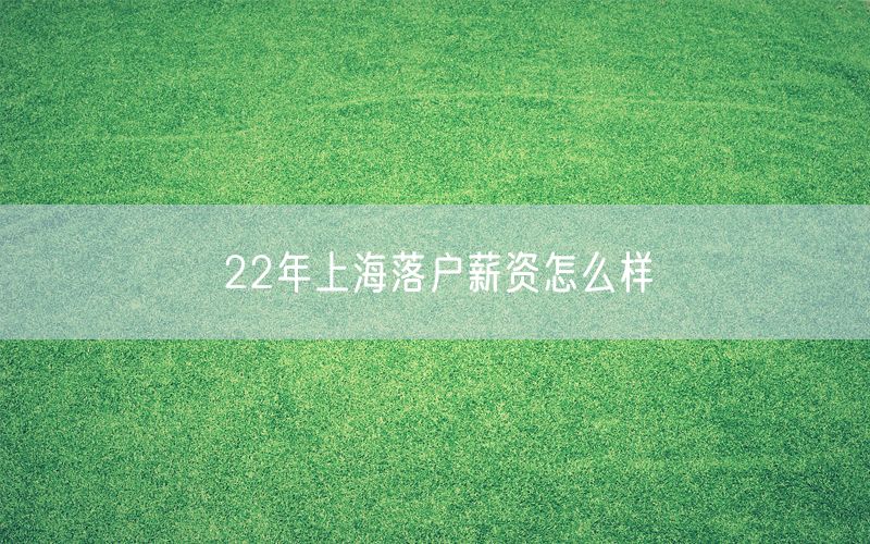 22年上海落户薪资怎么样