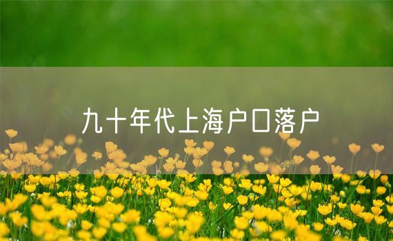 九十年代上海户口落户