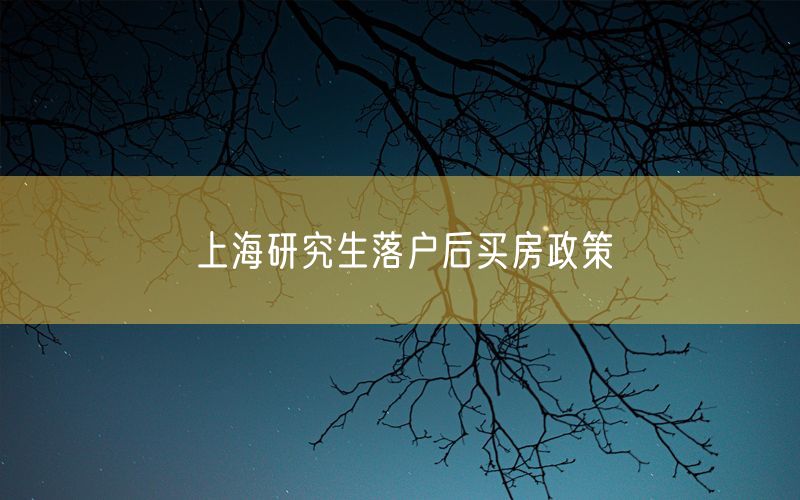 上海研究生落户后买房政策