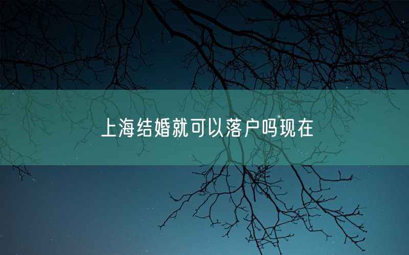 上海结婚就可以落户吗现在