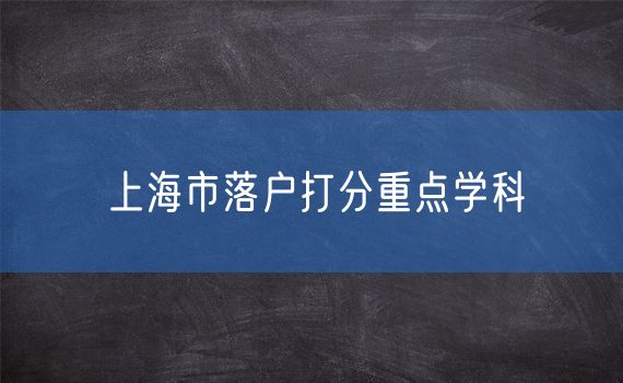 上海市落户打分重点学科