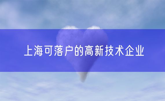 上海可落户的高新技术企业