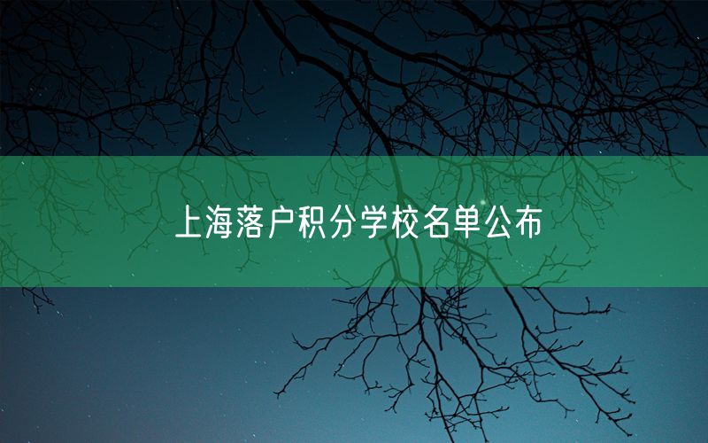 上海落户积分学校名单公布