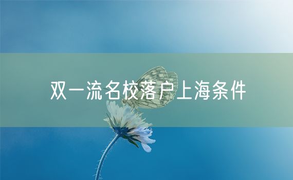 双一流名校落户上海条件