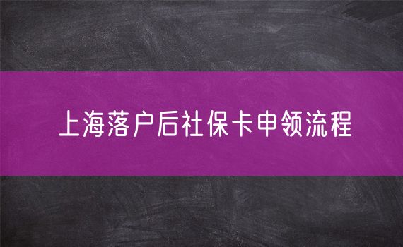 上海落户后社保卡申领流程