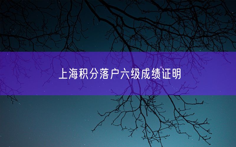 上海积分落户六级成绩证明