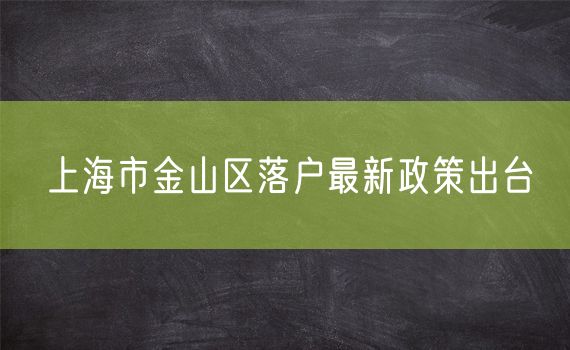 上海市金山区落户最新政策出台