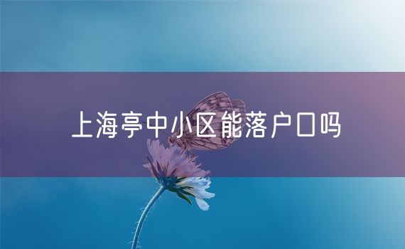 上海亭中小区能落户口吗