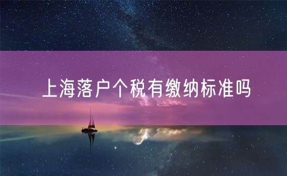 上海落户个税有缴纳标准吗