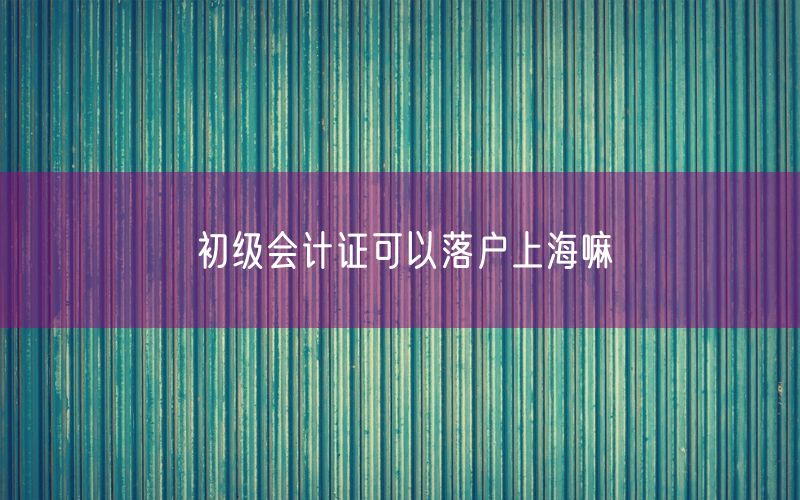 初级会计证可以落户上海嘛