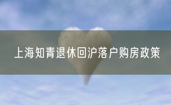 上海知青退休回沪落户购房政策