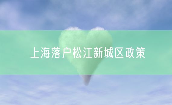 上海落户松江新城区政策