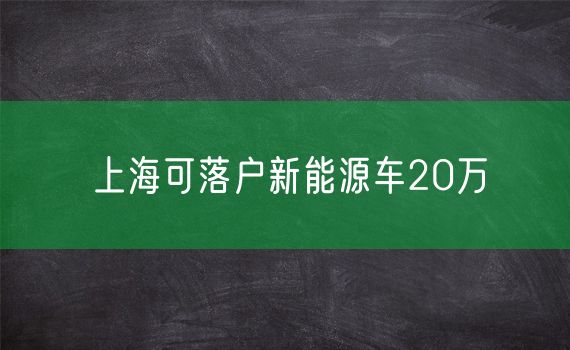 上海可落户新能源车20万