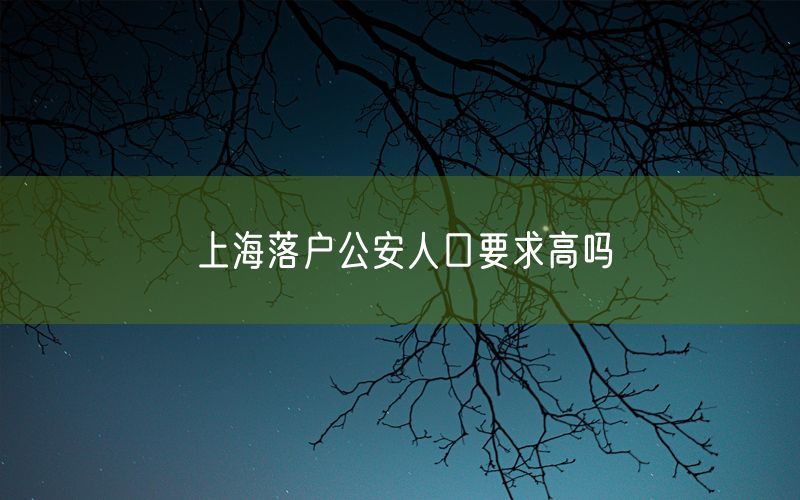 上海落户公安人口要求高吗