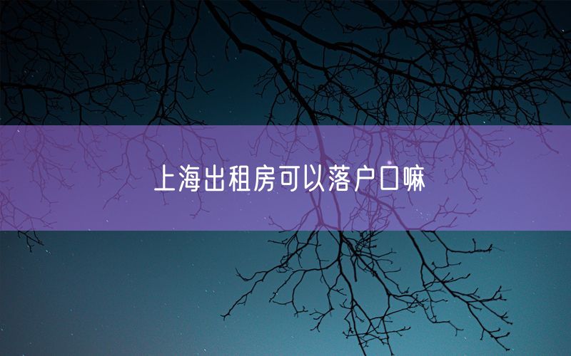 上海出租房可以落户口嘛