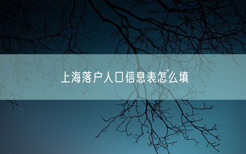 上海落户人口信息表怎么填