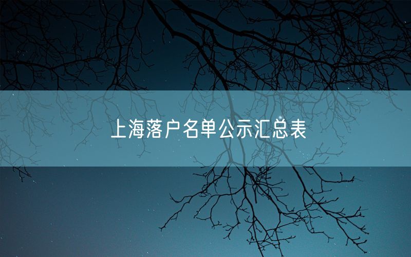 上海落户名单公示汇总表