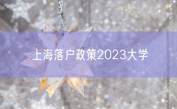 上海落户政策2023大学