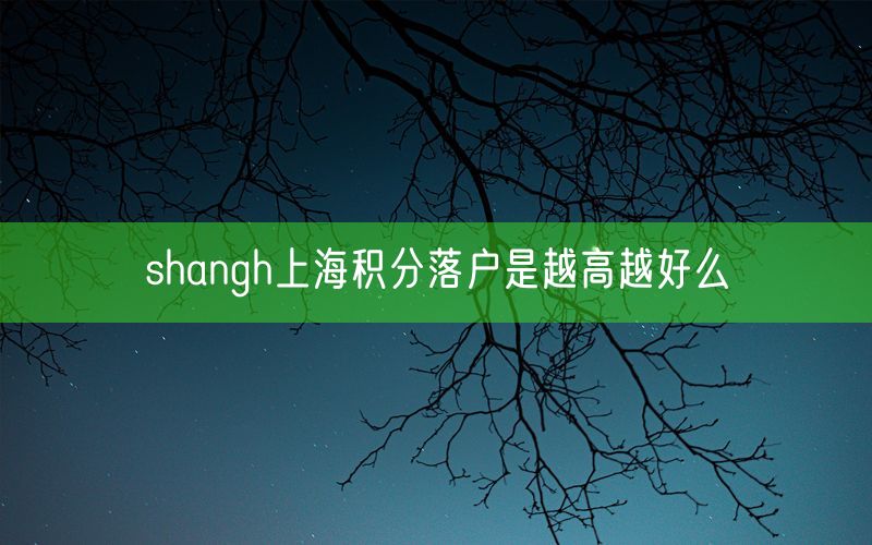 shangh上海积分落户是越高越好么