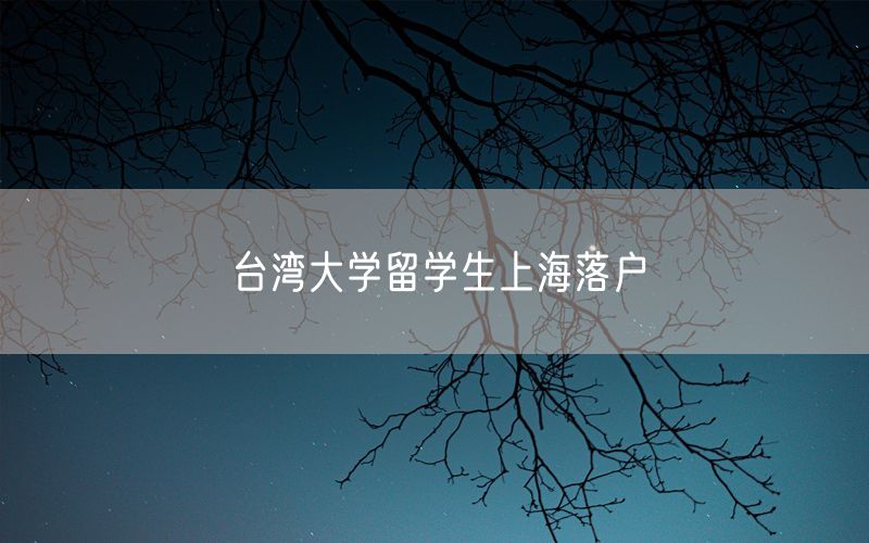 台湾大学留学生上海落户