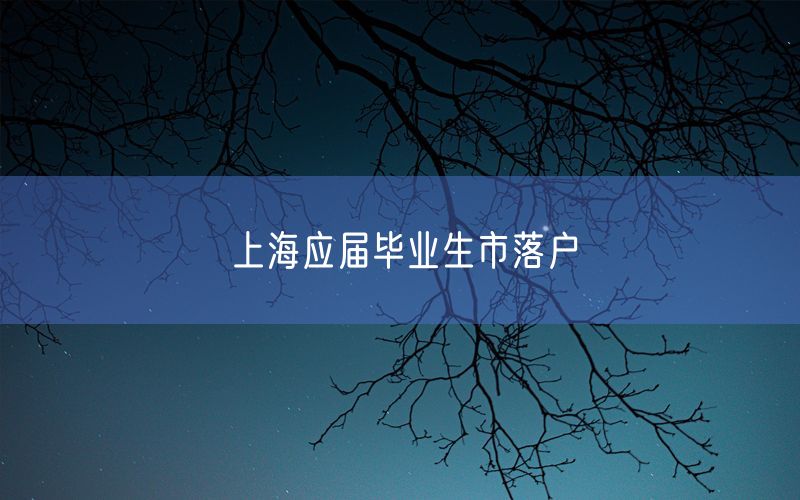 上海应届毕业生市落户