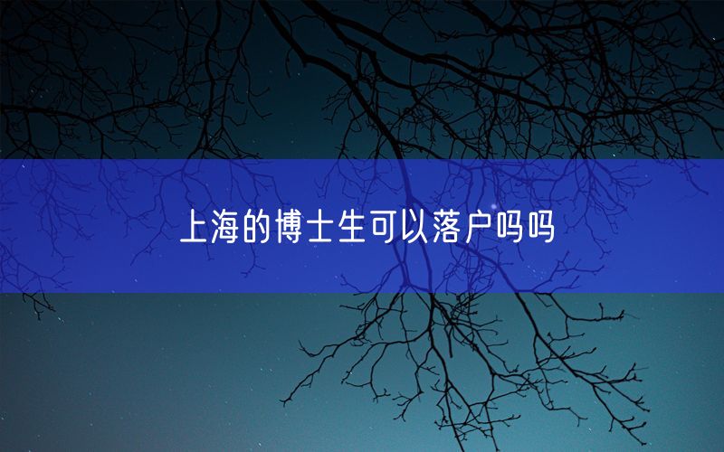 上海的博士生可以落户吗吗