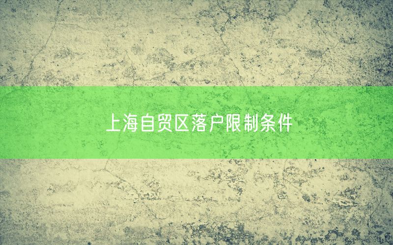 上海自贸区落户限制条件