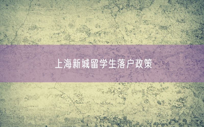 上海新城留学生落户政策