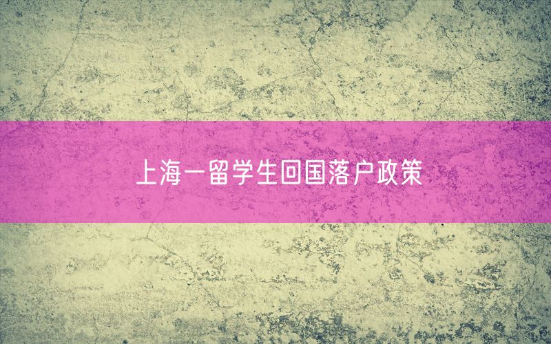 上海一留学生回国落户政策