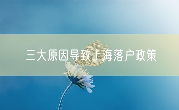 三大原因导致上海落户政策