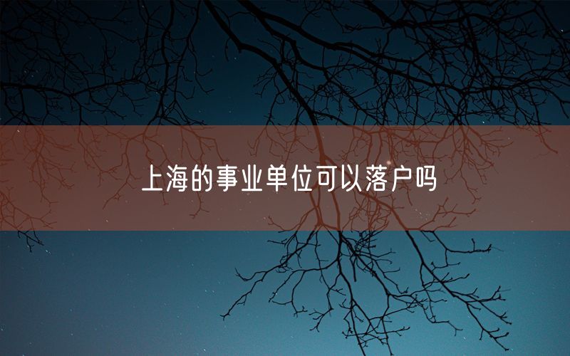 上海的事业单位可以落户吗