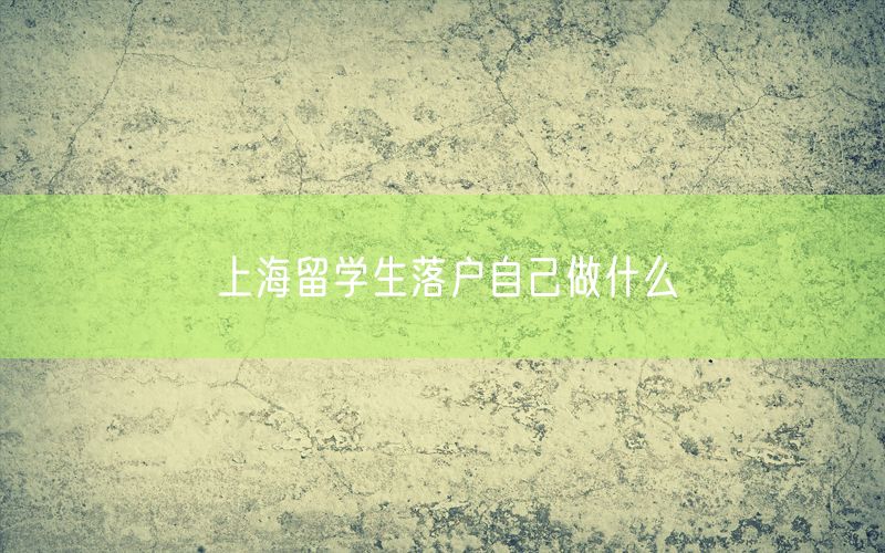 上海留学生落户自己做什么