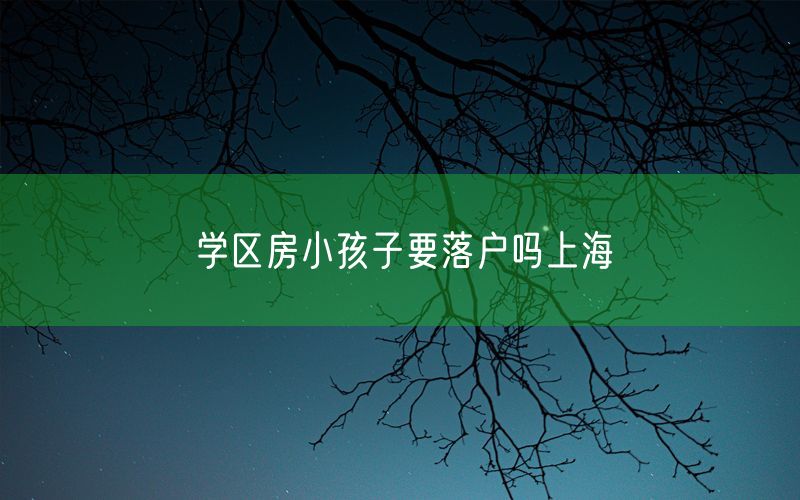 学区房小孩子要落户吗上海